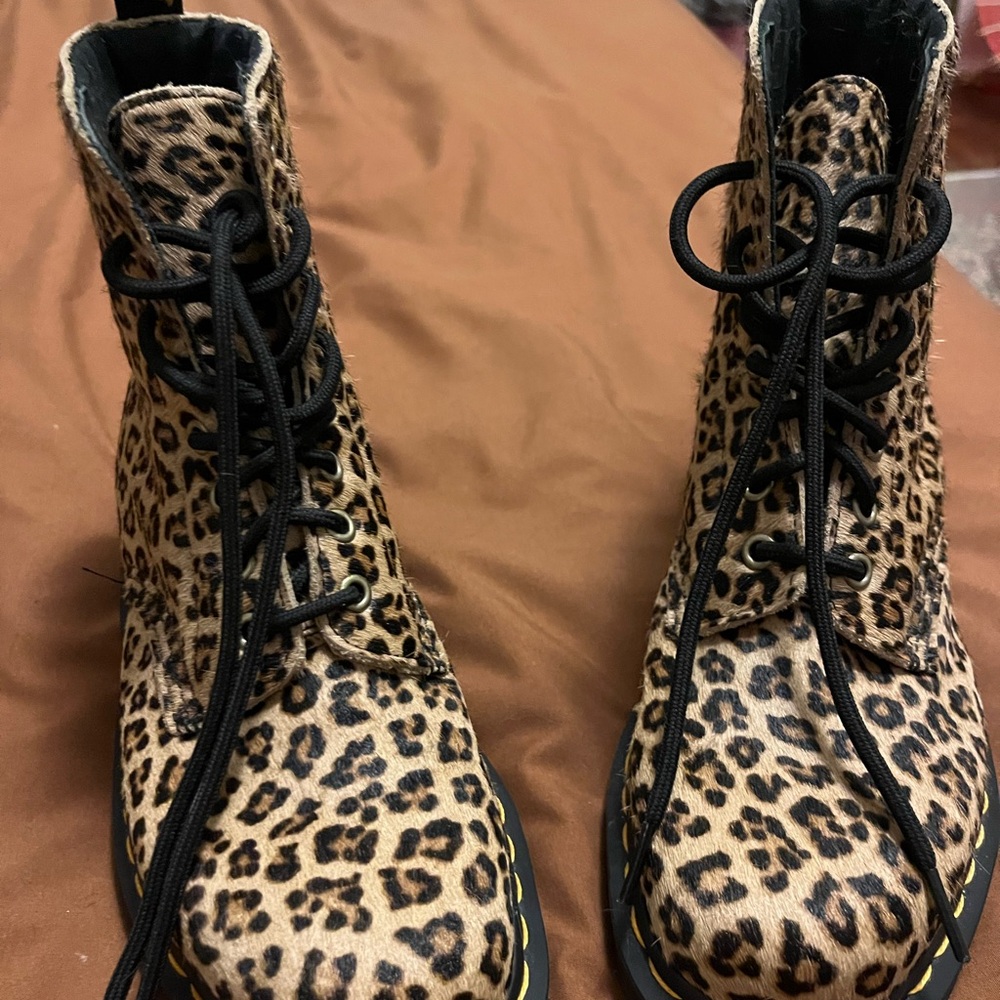 Dr. Martens Leopard Print Lace Up Boots NWOT